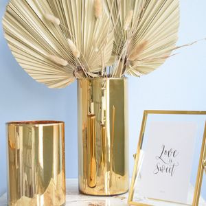 Vaso de Flores Tubo 15x30 Cm Dourado | Linha Vasos Decorativos Formosinha