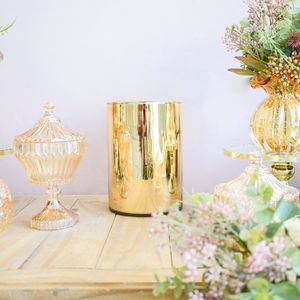 Vaso de Flores Tubo 15x20 Cm Dourado | Linha Vasos Decorativos Formosinha