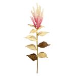 No centro, haste artificial de astilbe rosa e branco com efeito envelhecido em fundo branco
